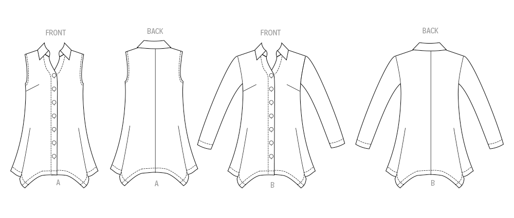 Patron Butterick n°6997 - Haut moulant en maille avec col et fermeture boutonnée