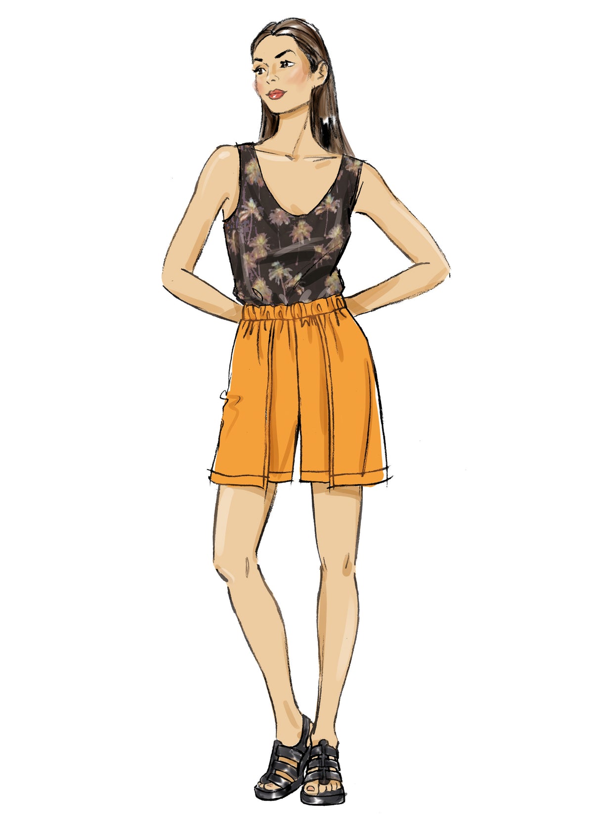 Patron Butterick n°7000 - Short ou pantalon semi-ajusté avec devant croisé