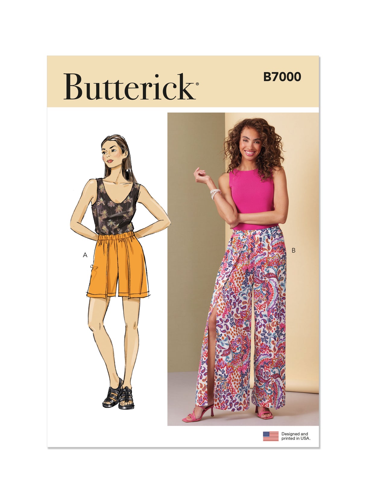 Patron Butterick n°7000 - Short ou pantalon semi-ajusté avec devant croisé