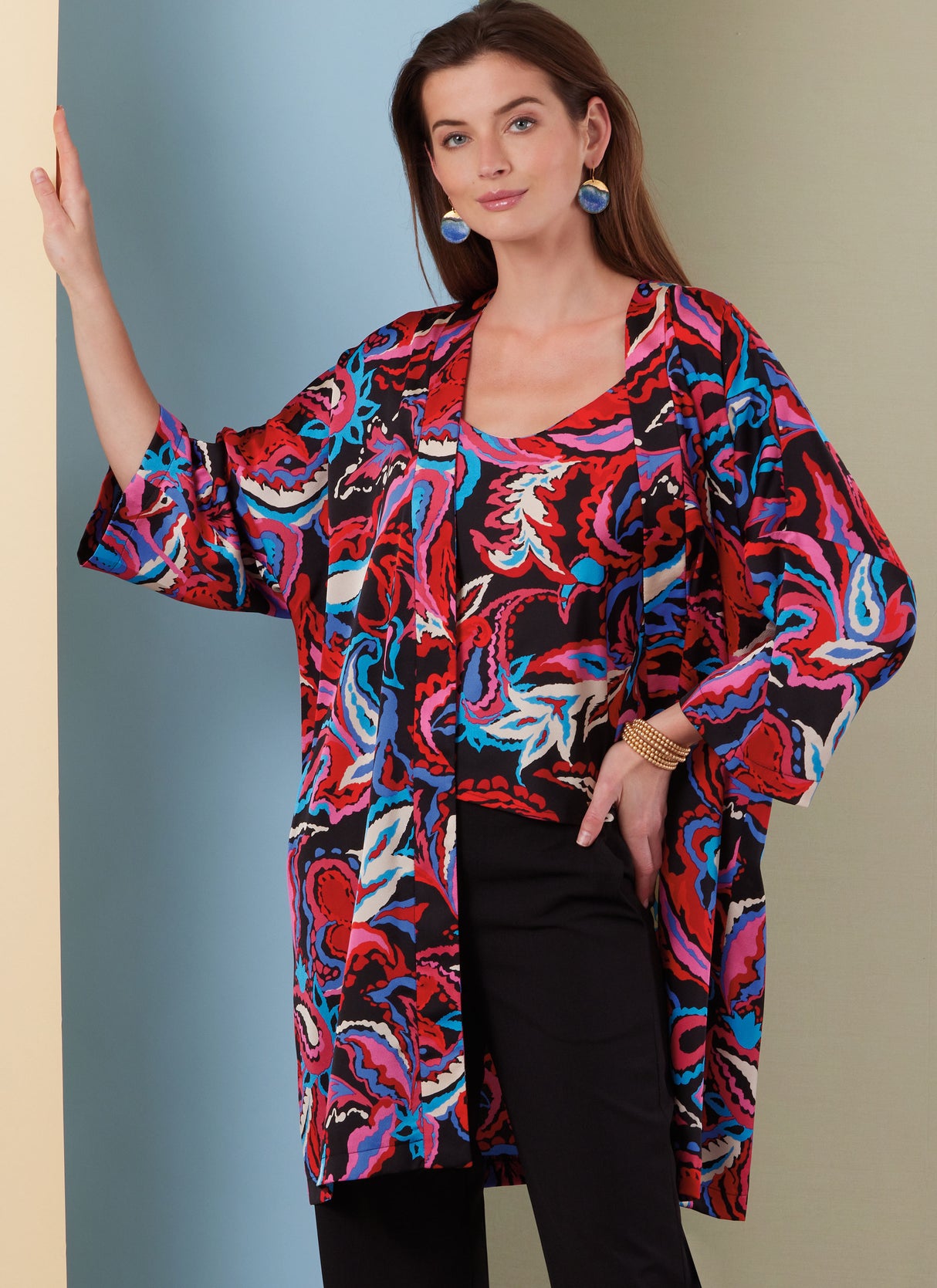 Patron Butterick n°7001 - Ensemble veste ample, caraco en biais et pantalon ajusté