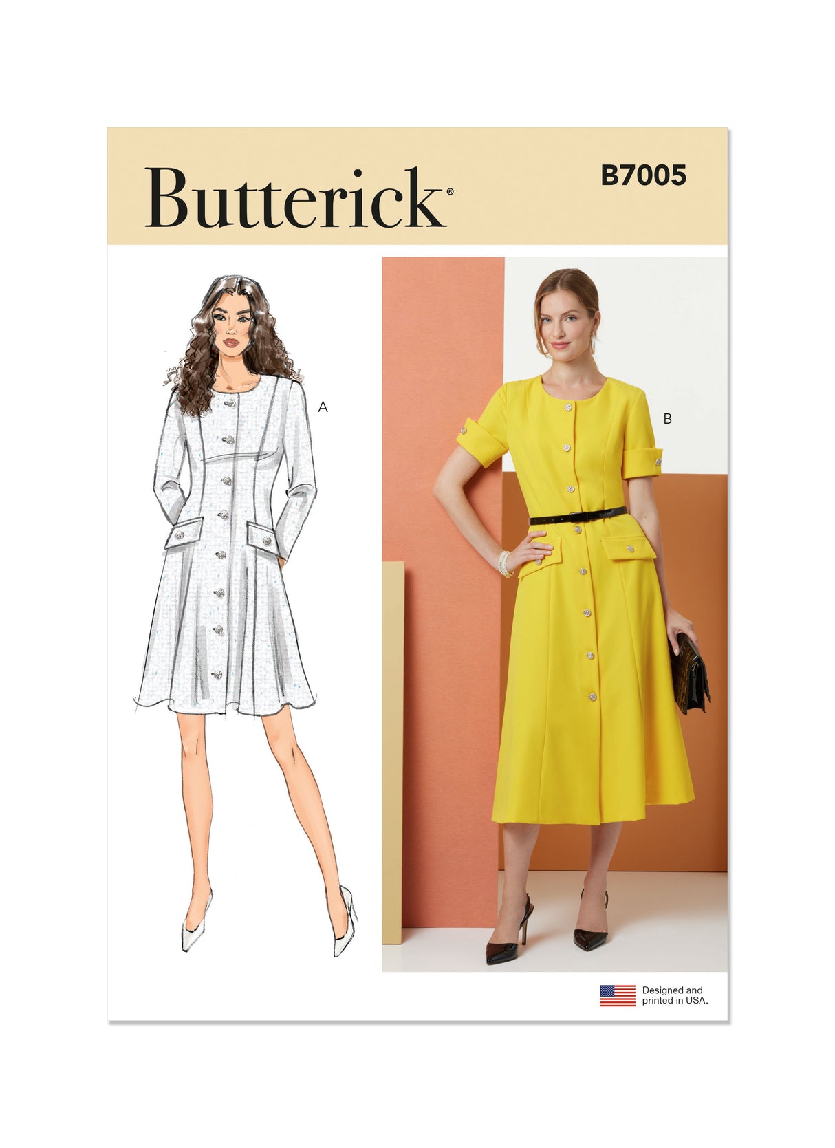 Patron Butterick n°7005 – Robe à découpes princesse