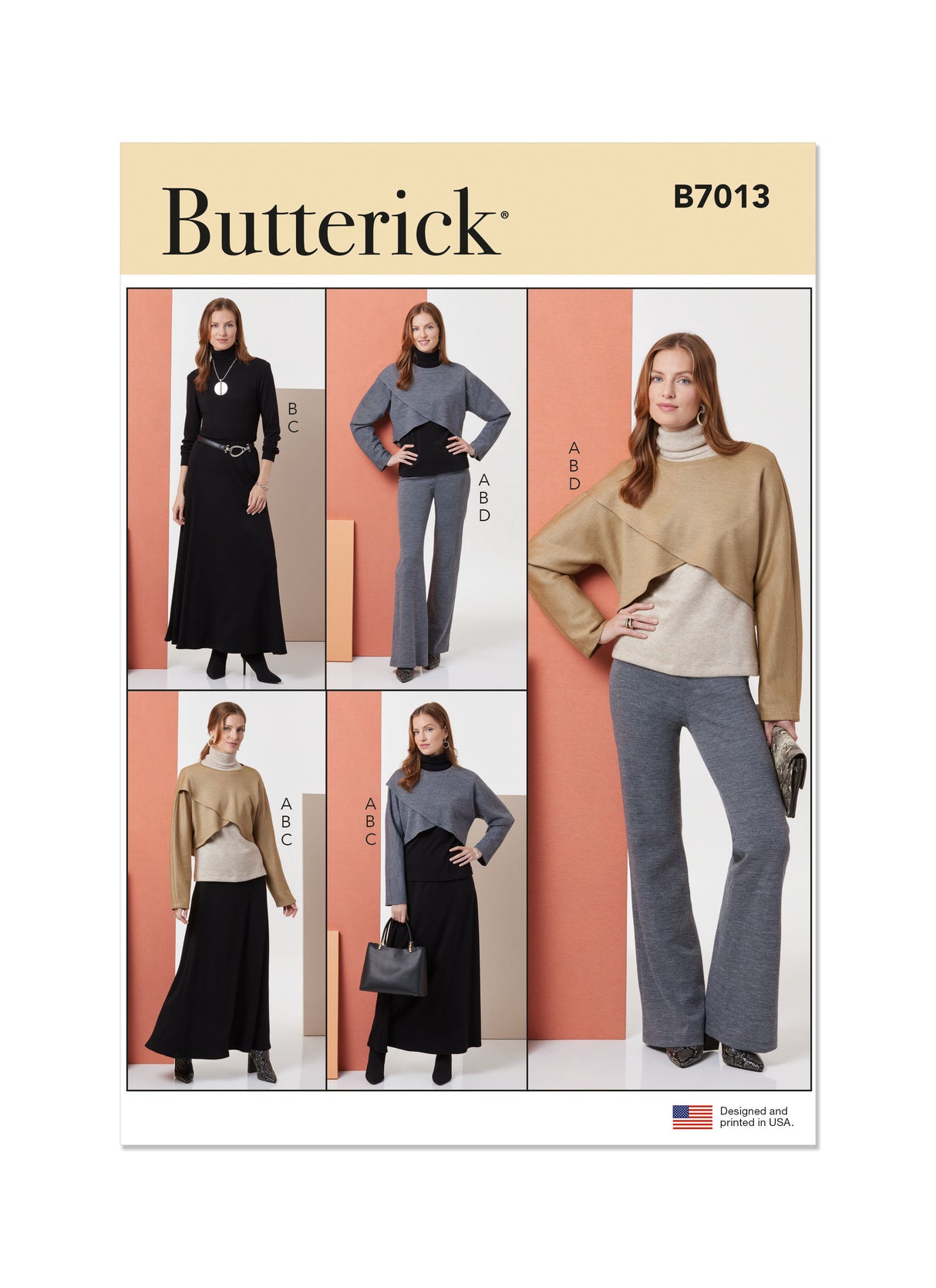 Patron Butterick n°7013 – Hauts en maille, jupe et pantalon