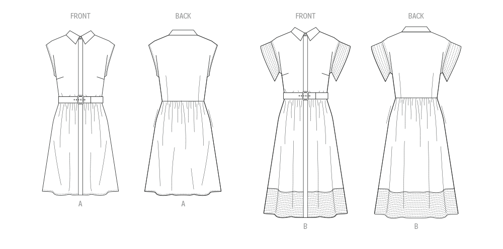 Patron Butterick n°7021 – Robe trapèze à col pointu et poches