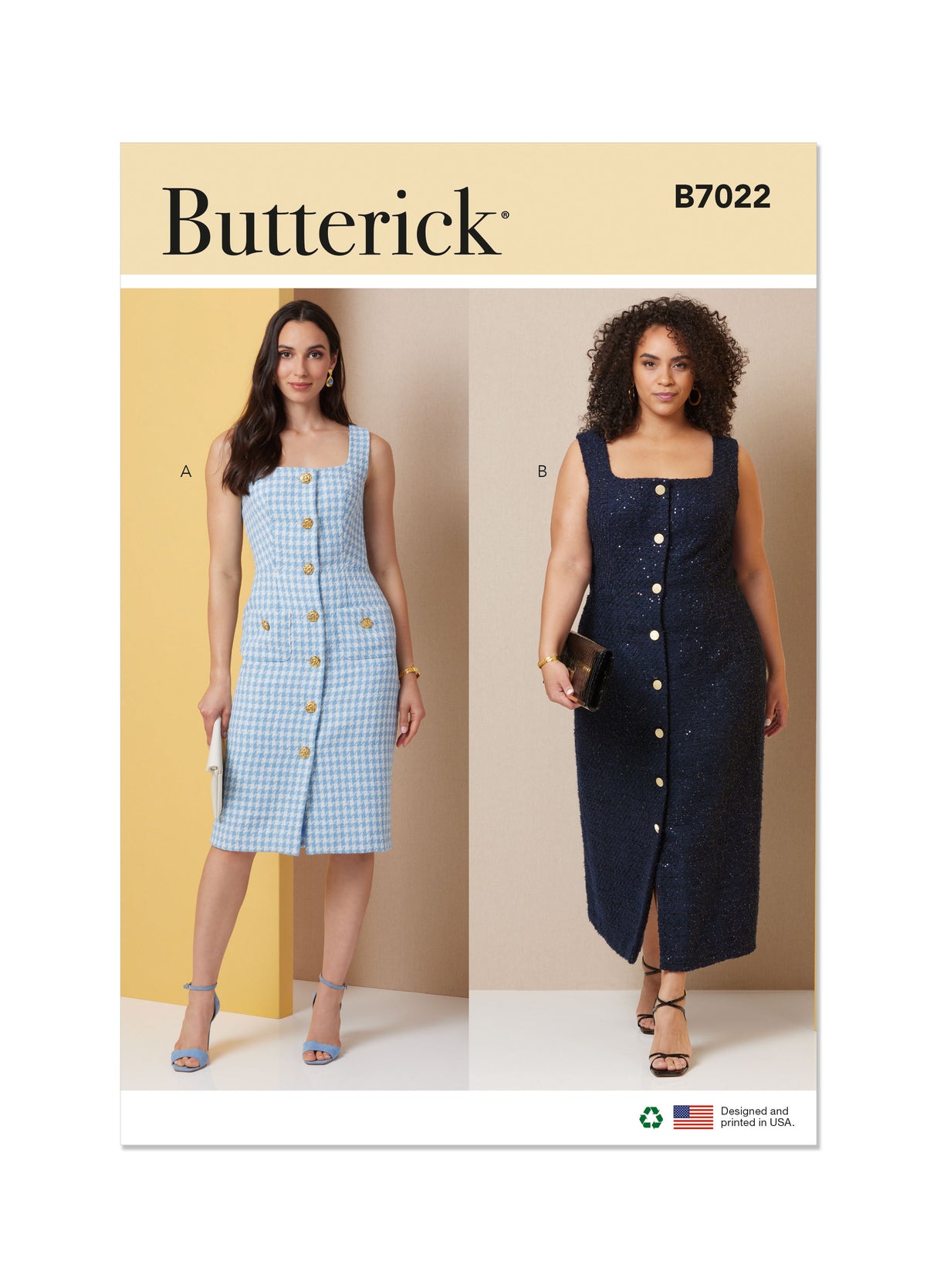 Patron Butterick n°7022 – Robe droite sans manches & poches