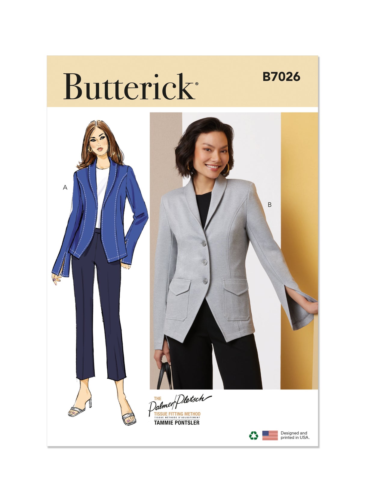Patron Butterick n°7026 – Veste mi‑saison col châle