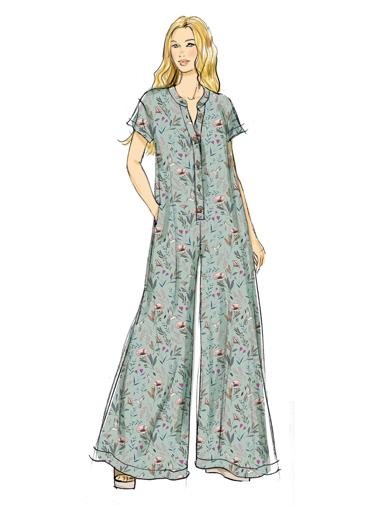 Patron Butterick n°7029 – Combinaison lounge à boutons