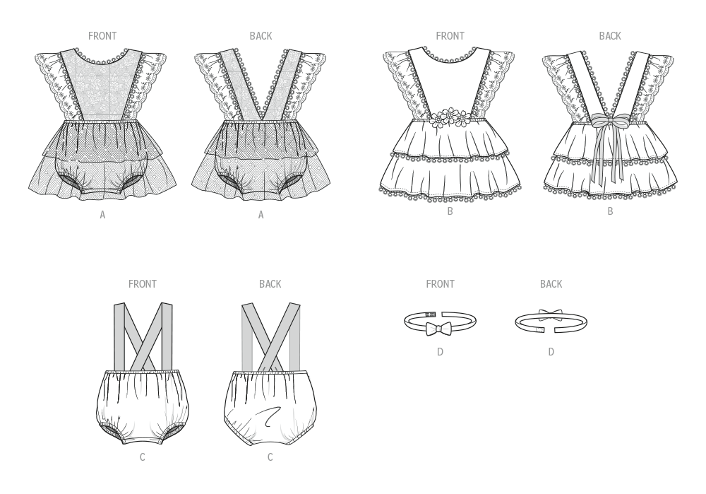 Patron Butterick n°7031 – Romper bébé & nœud