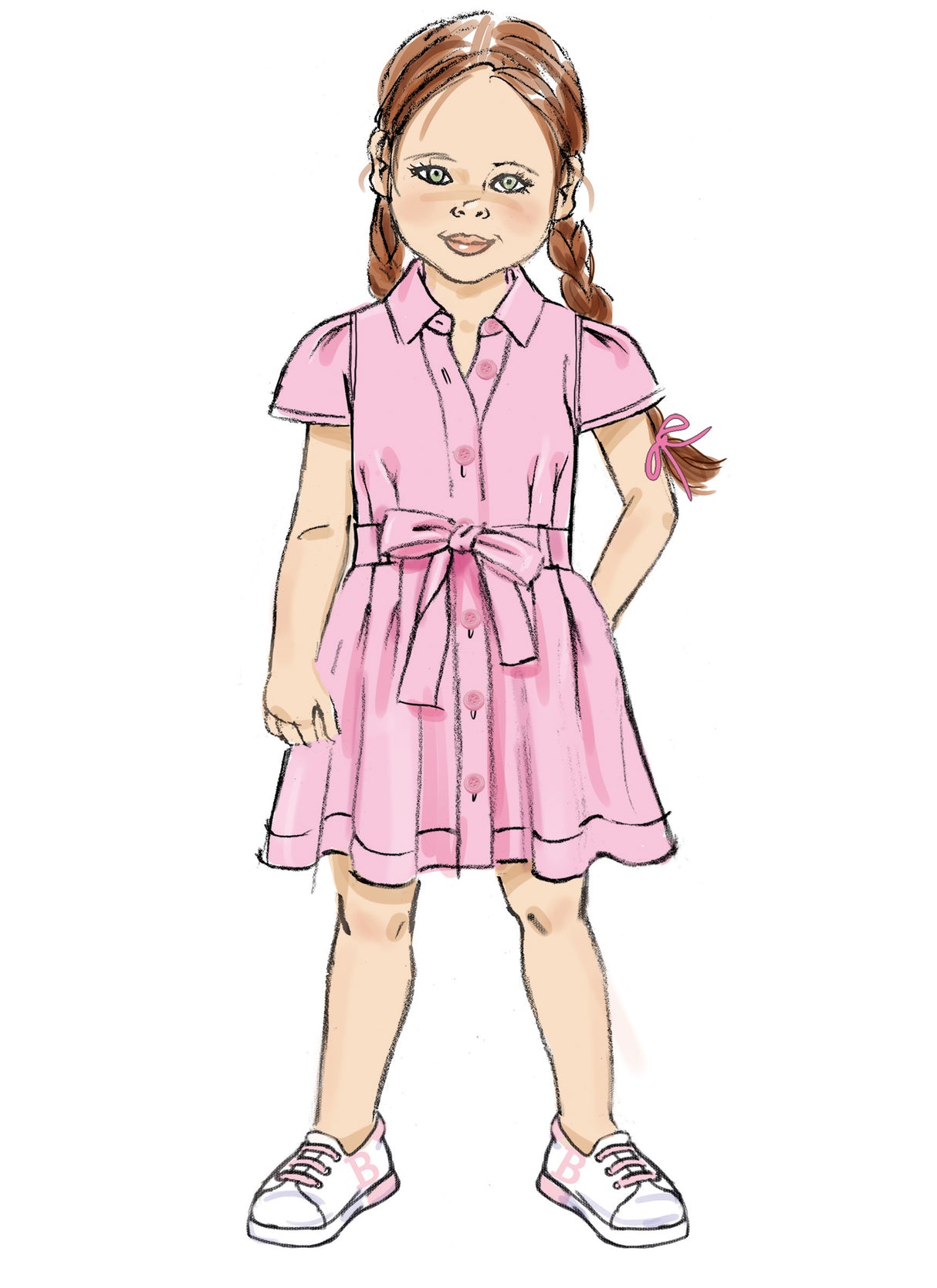 Patron Butterick n°7033 – Robe enfant boutonnée et ceinture