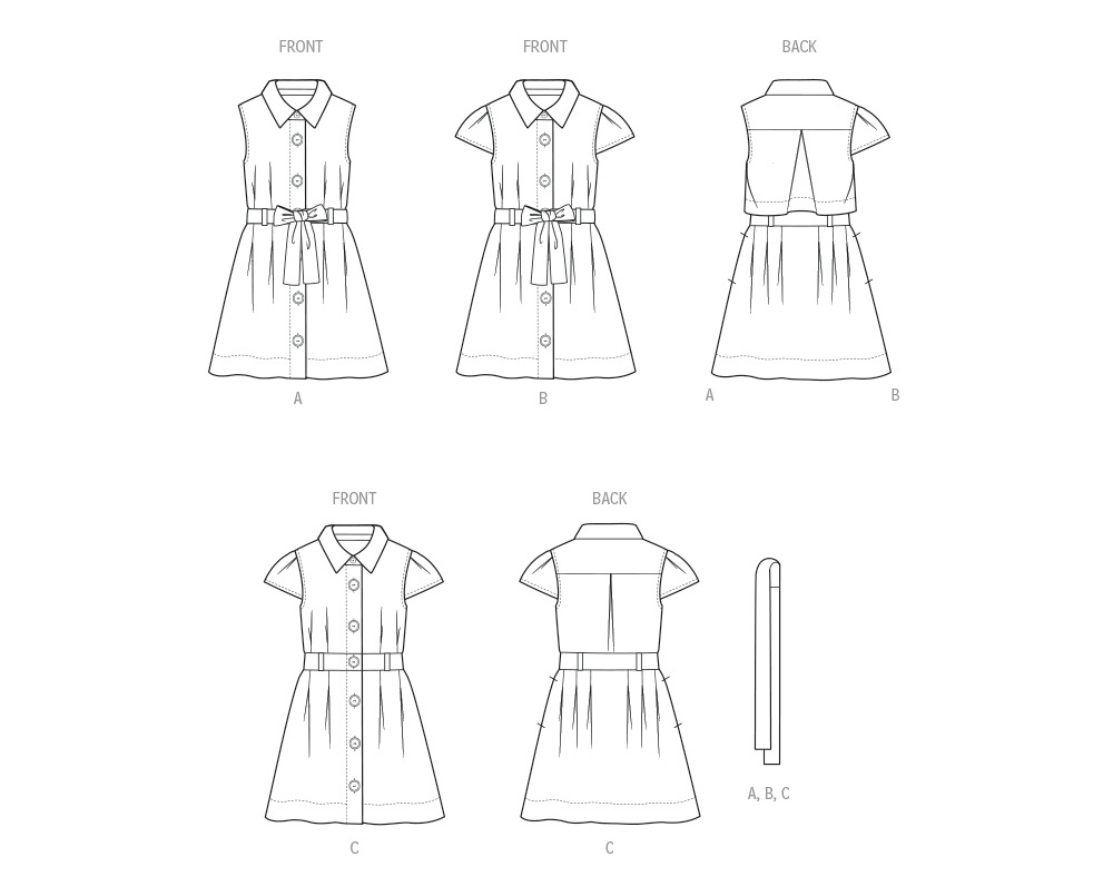 Patron Butterick n°7033 – Robe enfant boutonnée et ceinture