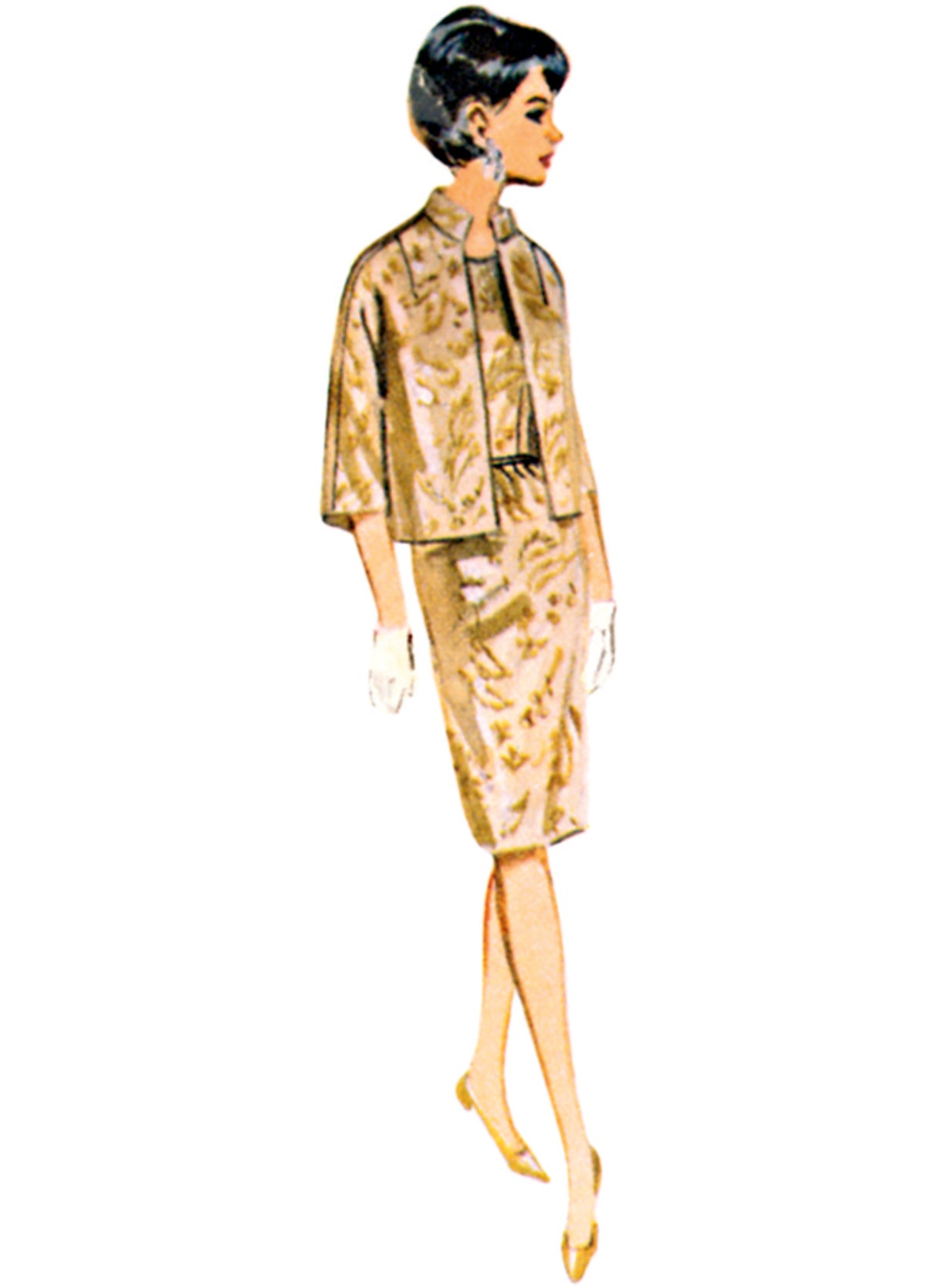 Patron Butterick n°7035 – Robe fourreau, veste et cape à volants
