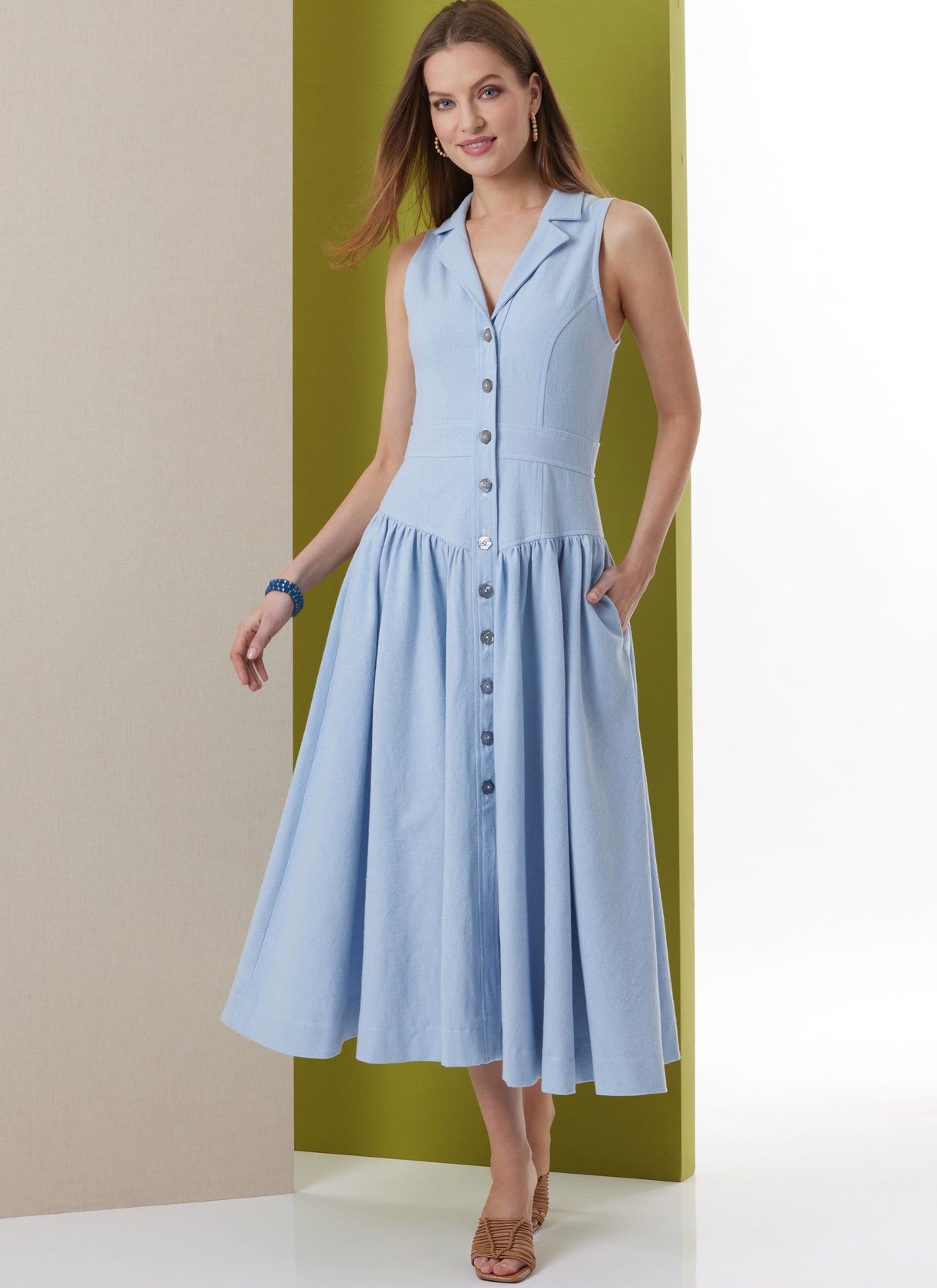 Patron Butterick n°7037 – Robe midi boutonnée