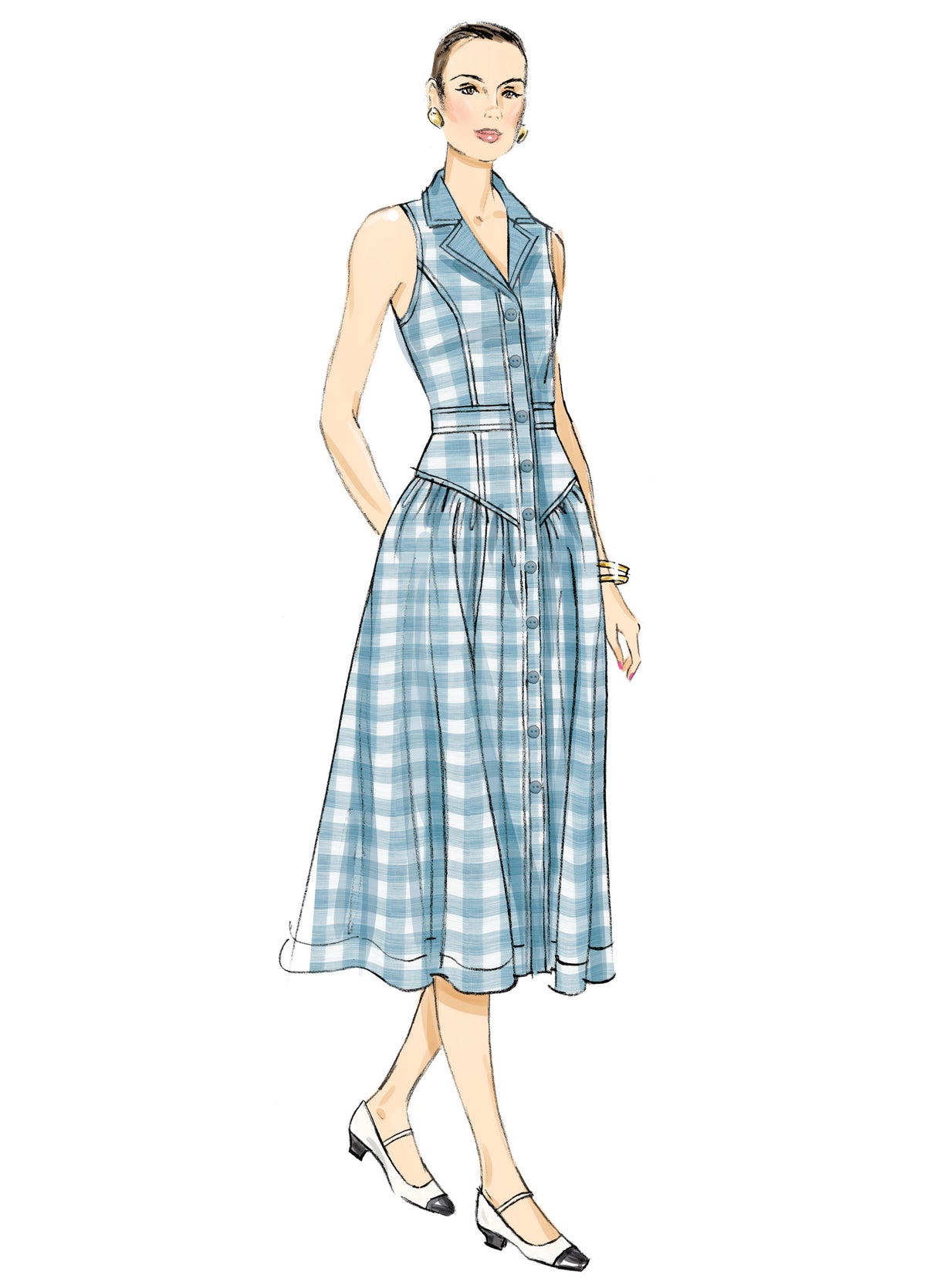 Patron Butterick n°7037 – Robe midi boutonnée