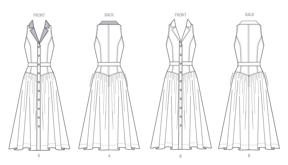 Patron Butterick n°7037 – Robe midi boutonnée