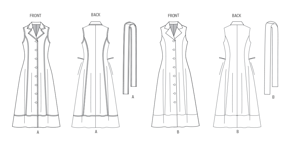 Patron Butterick n°7038 – Robe midi ajustée