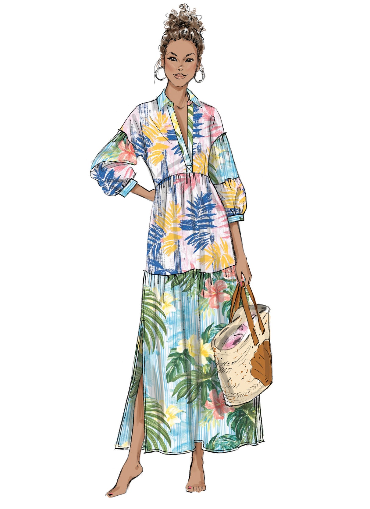 Patron Butterick n°7039 – Robe longue à volants