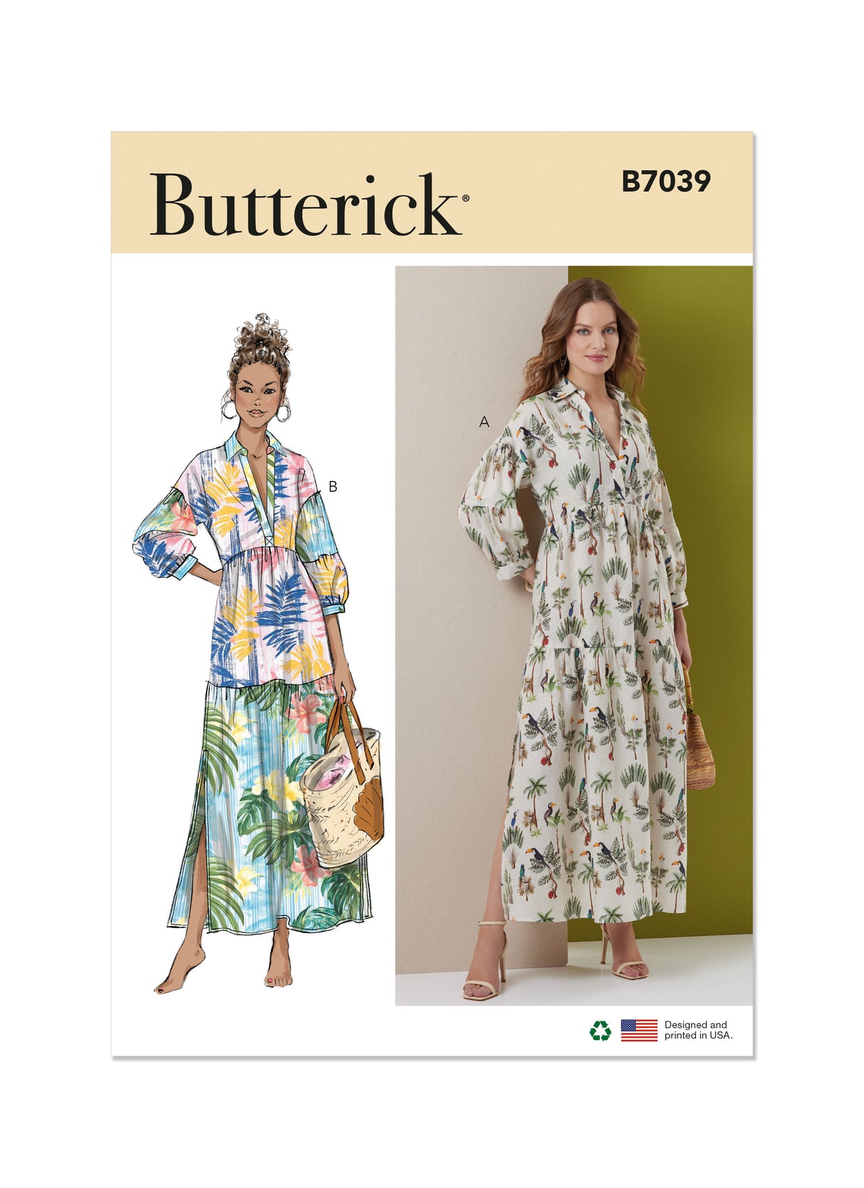 Patron Butterick n°7039 – Robe longue à volants