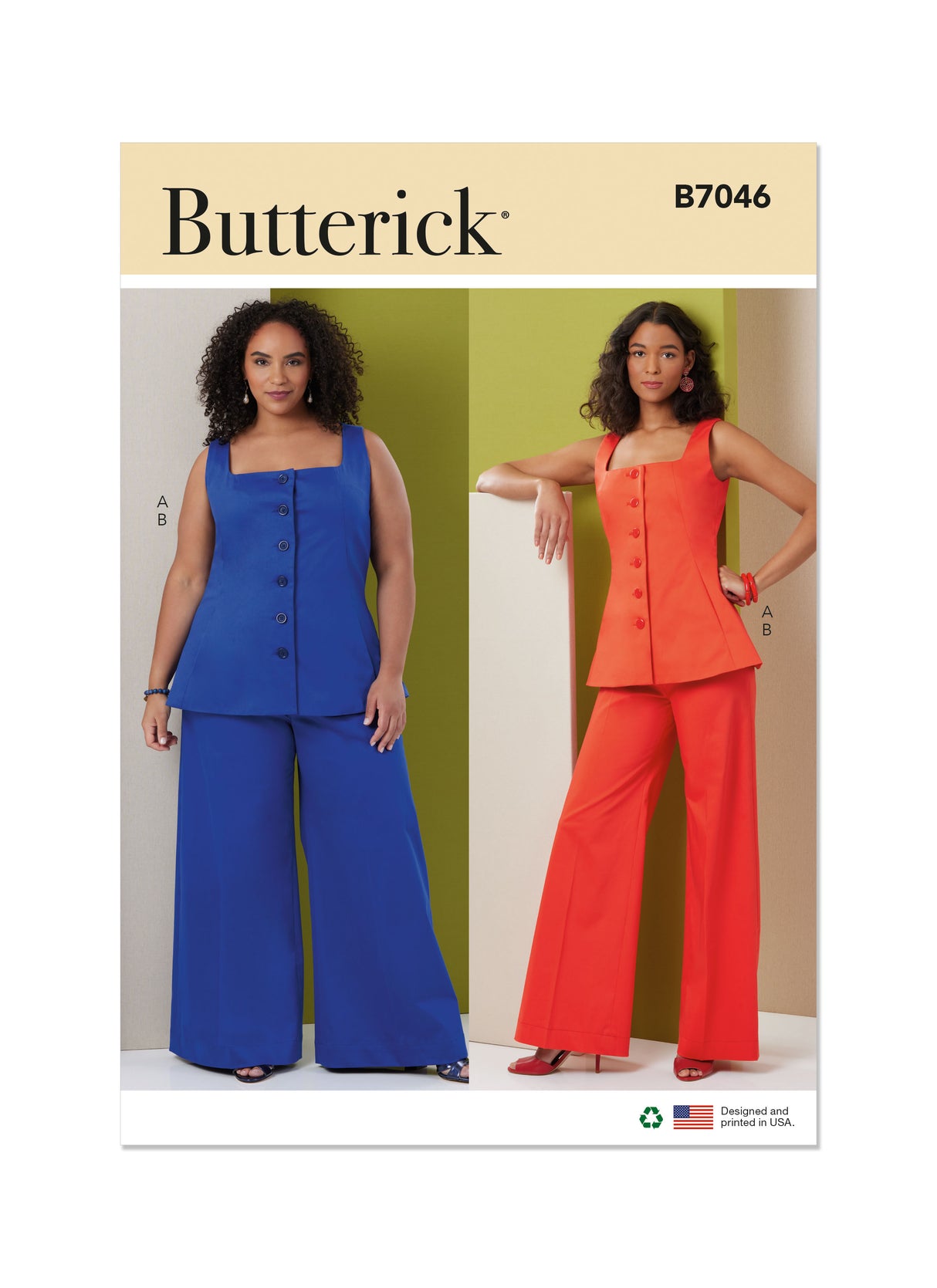 Patron Butterick n°7046 – Top boutonné & pantalon large
