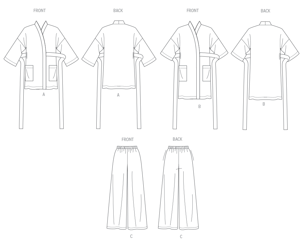 Patron Butterick n°7047 – Robe d’intérieur et pantalon