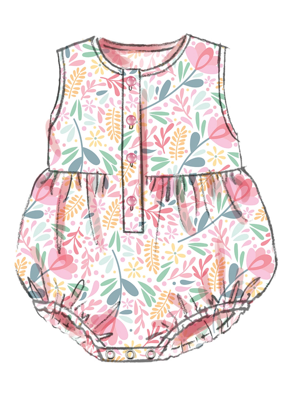 Patron Butterick n°7048 – Romper bébé boutonné