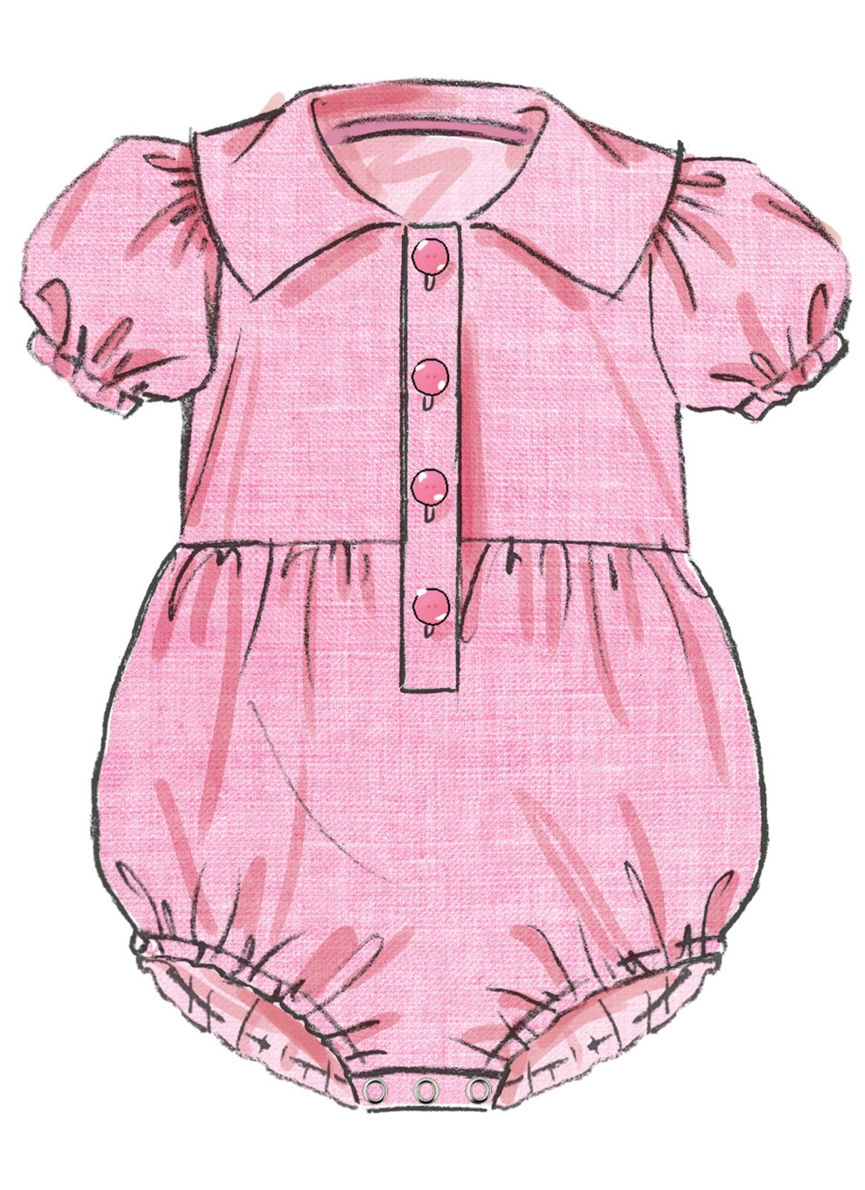Patron Butterick n°7048 – Romper bébé boutonné