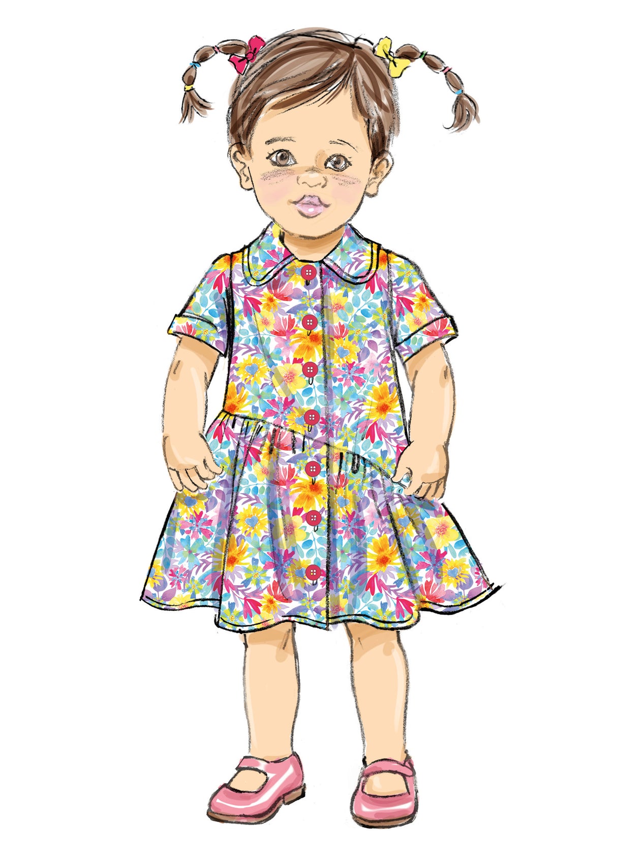 Patron Butterick n°7049 – Robe-tunique bébé à manches