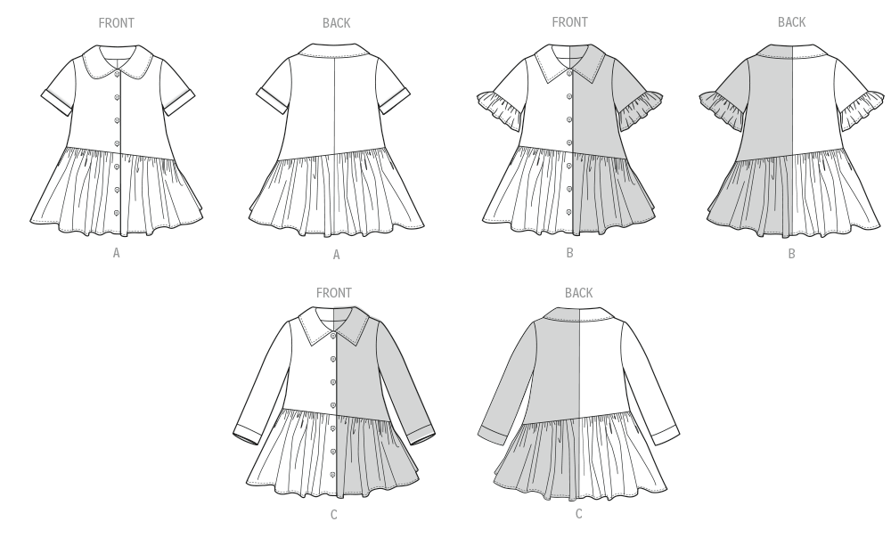 Patron Butterick n°7049 – Robe-tunique bébé à manches