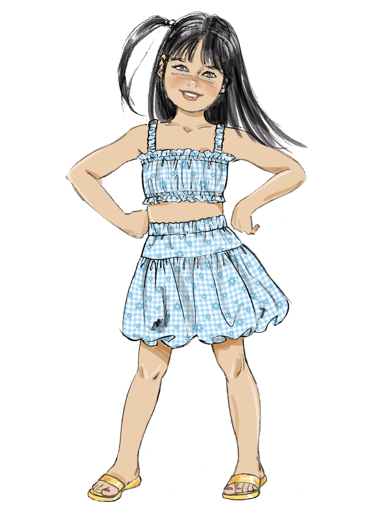 Patron Butterick n°7050 – Ensemble top et jupe enfant