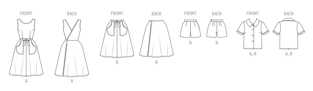 Patron Butterick n°7053 – Jumper, jupe, blouse et short