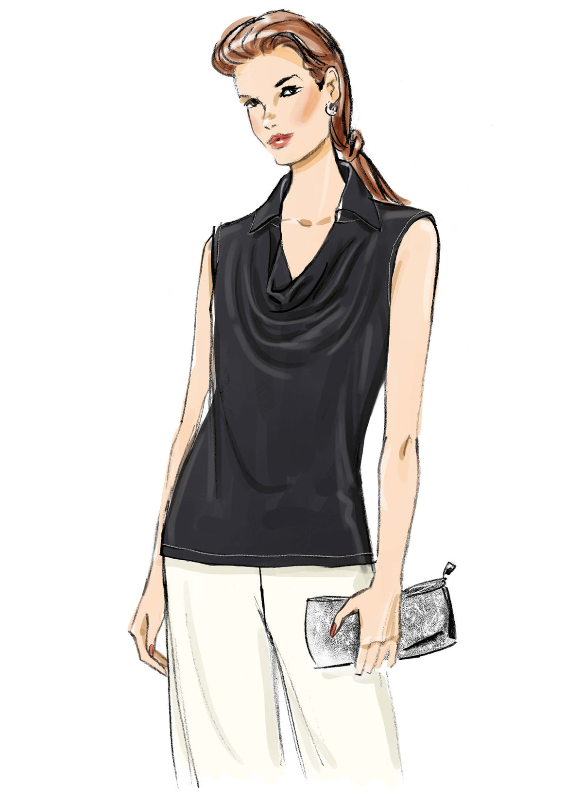 Patron Butterick n°7056 – Blouse cintrée à encolure drapée