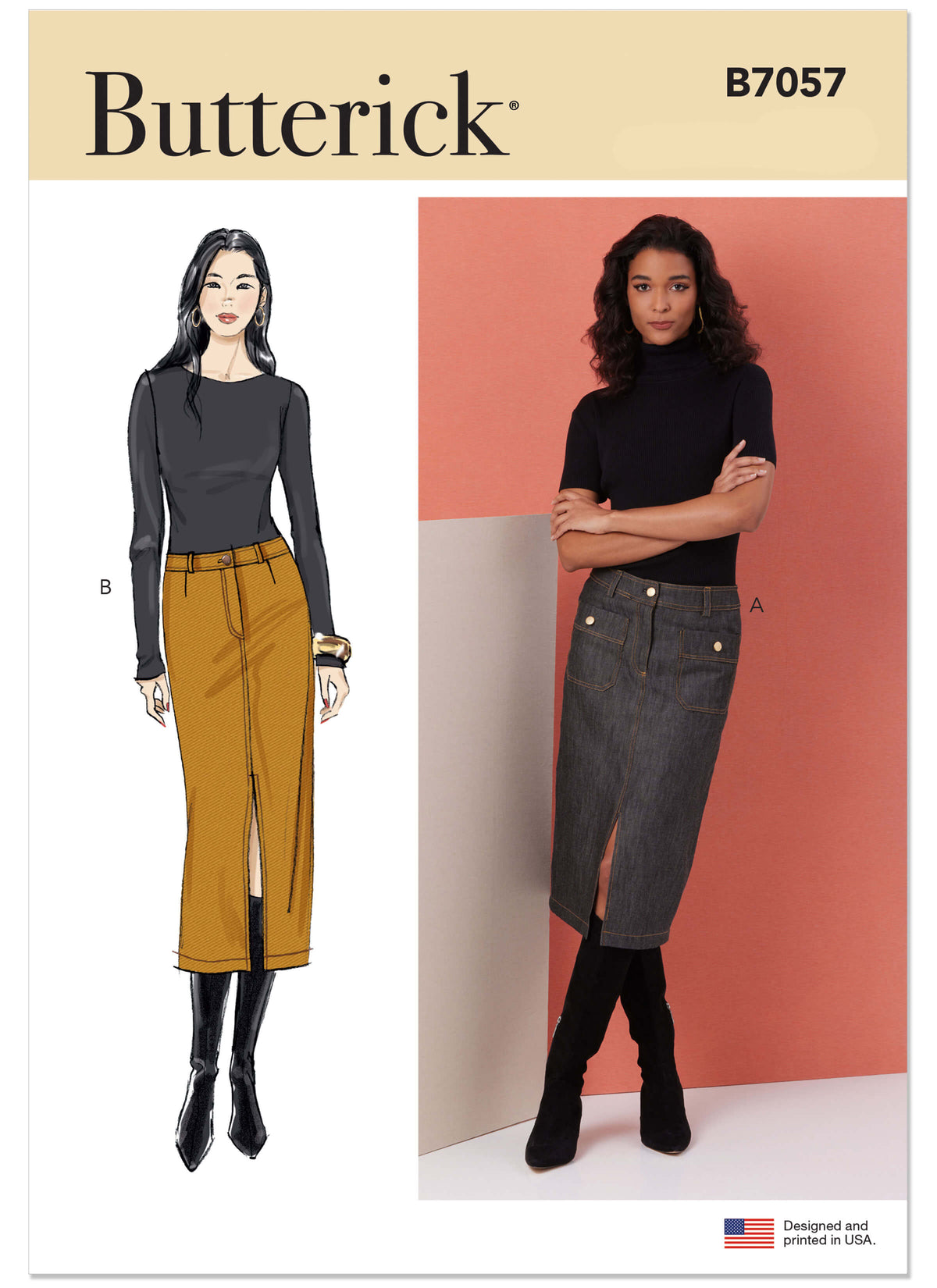 Patron Butterick n°7057 – Jupe crayon en deux longueurs