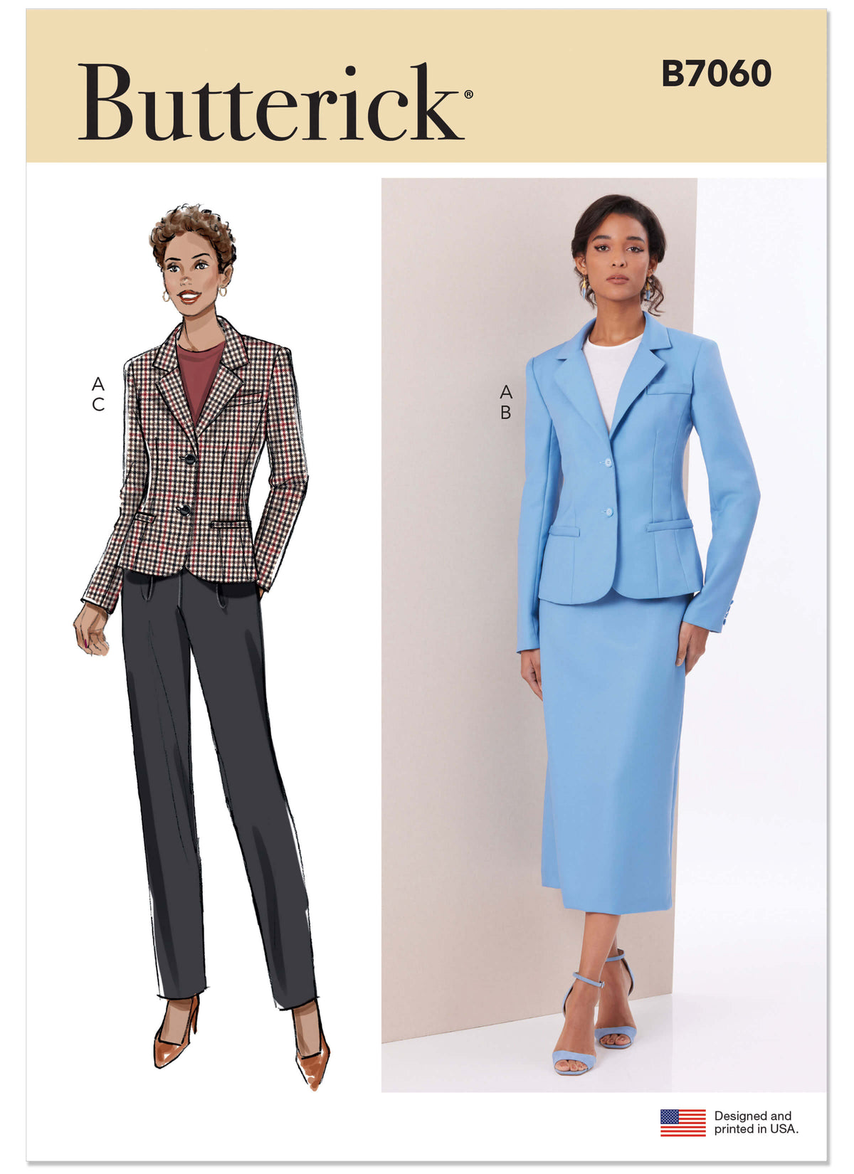 Patron Butterick n°7060 – Veste, jupe et pantalon coordonnés