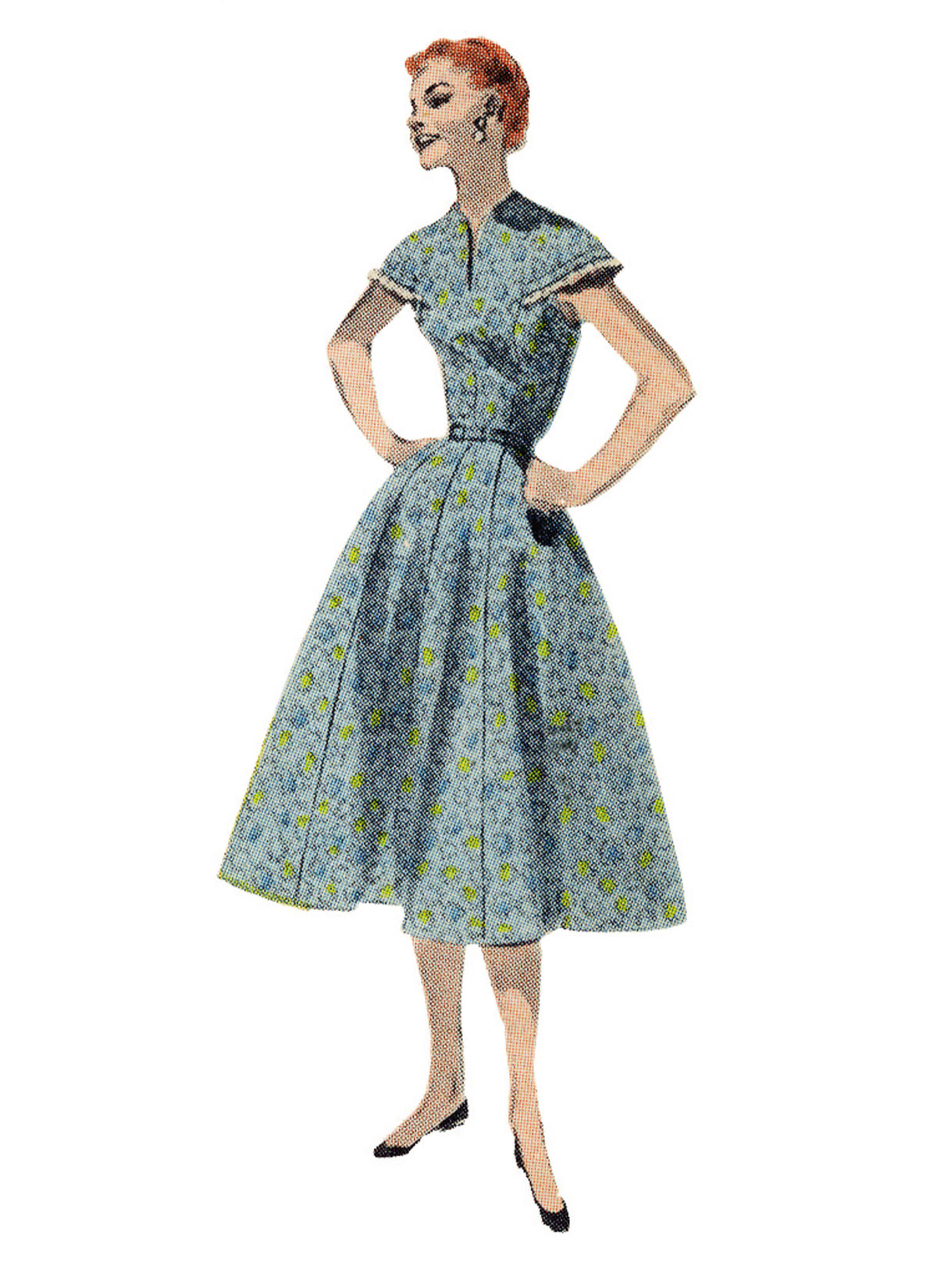 Patron Butterick n°7070 – Robe vintage années 1950 à empiècement cape