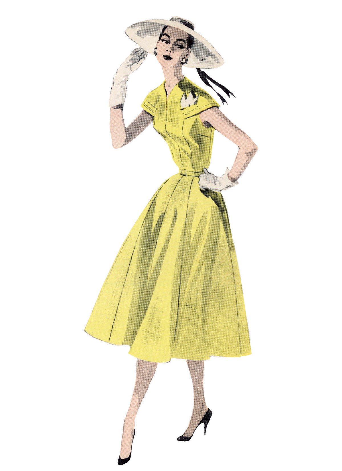 Patron Butterick n°7070 – Robe vintage années 1950 à empiècement cape