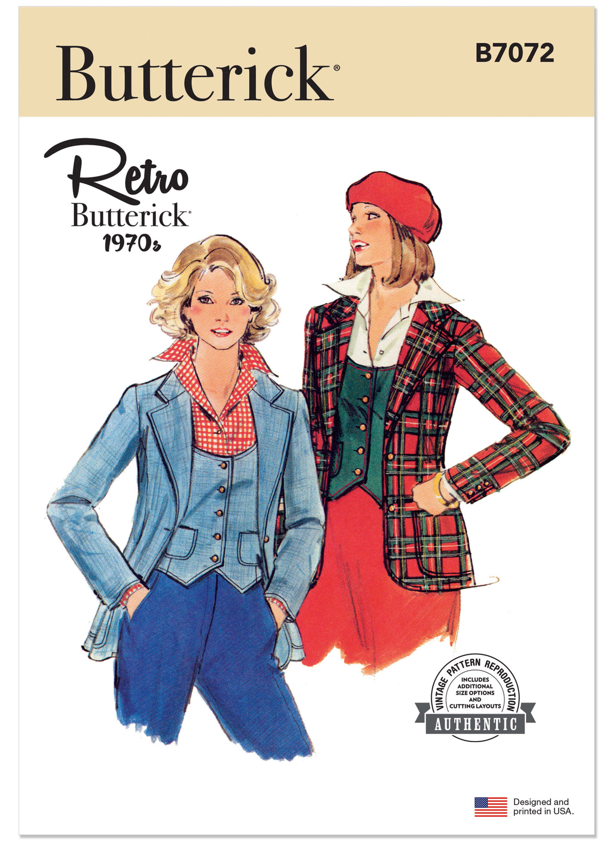 Patron Butterick n°7072 – Gilet et veste vintage années 1970