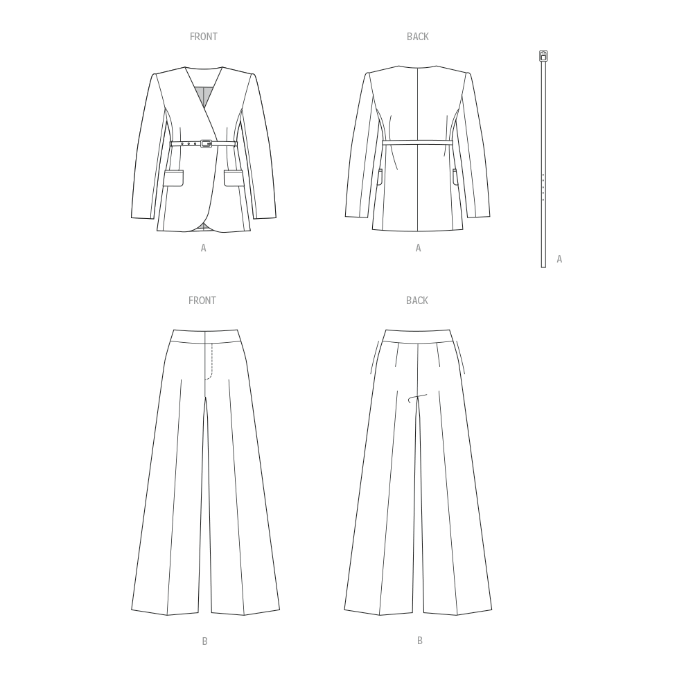 Patron Butterick n°7081 – Veste ceinturée et pantalon large