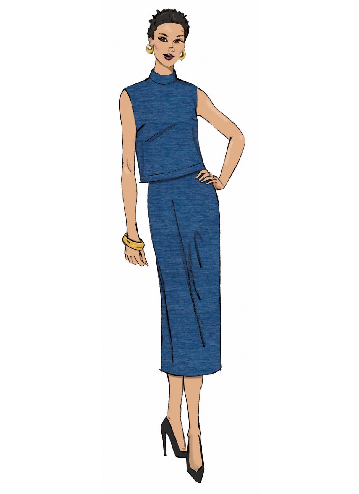 Patron Butterick n°7082 – Hauts, pantalon large et jupe crayon