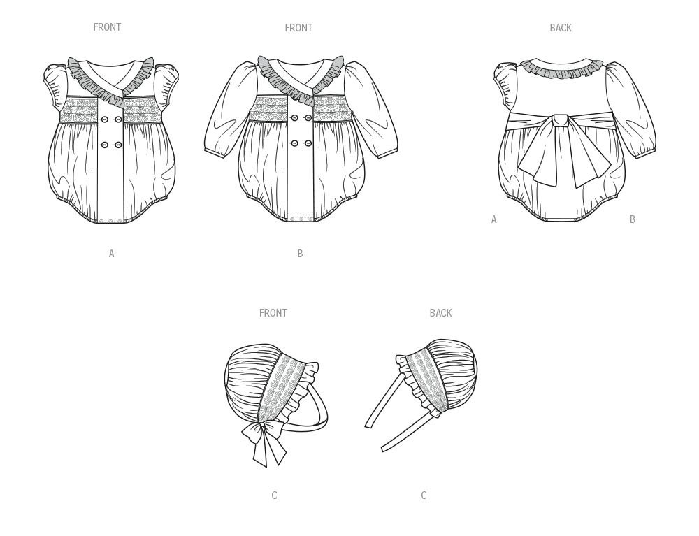 Patron Butterick n°7085 – Grenouillère et bonnet pour bébé