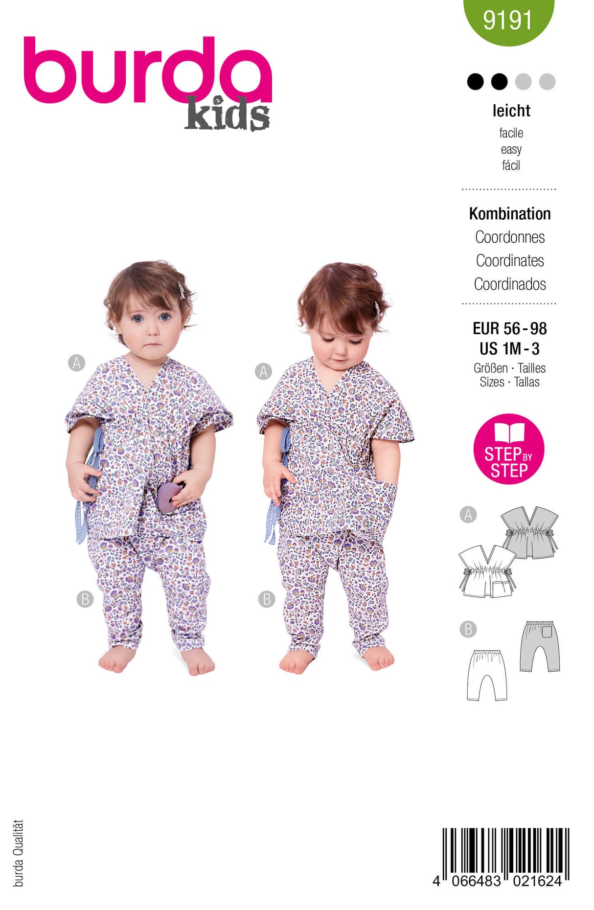 Patron Burda 9191 – Chemisier et pantalon bébé
