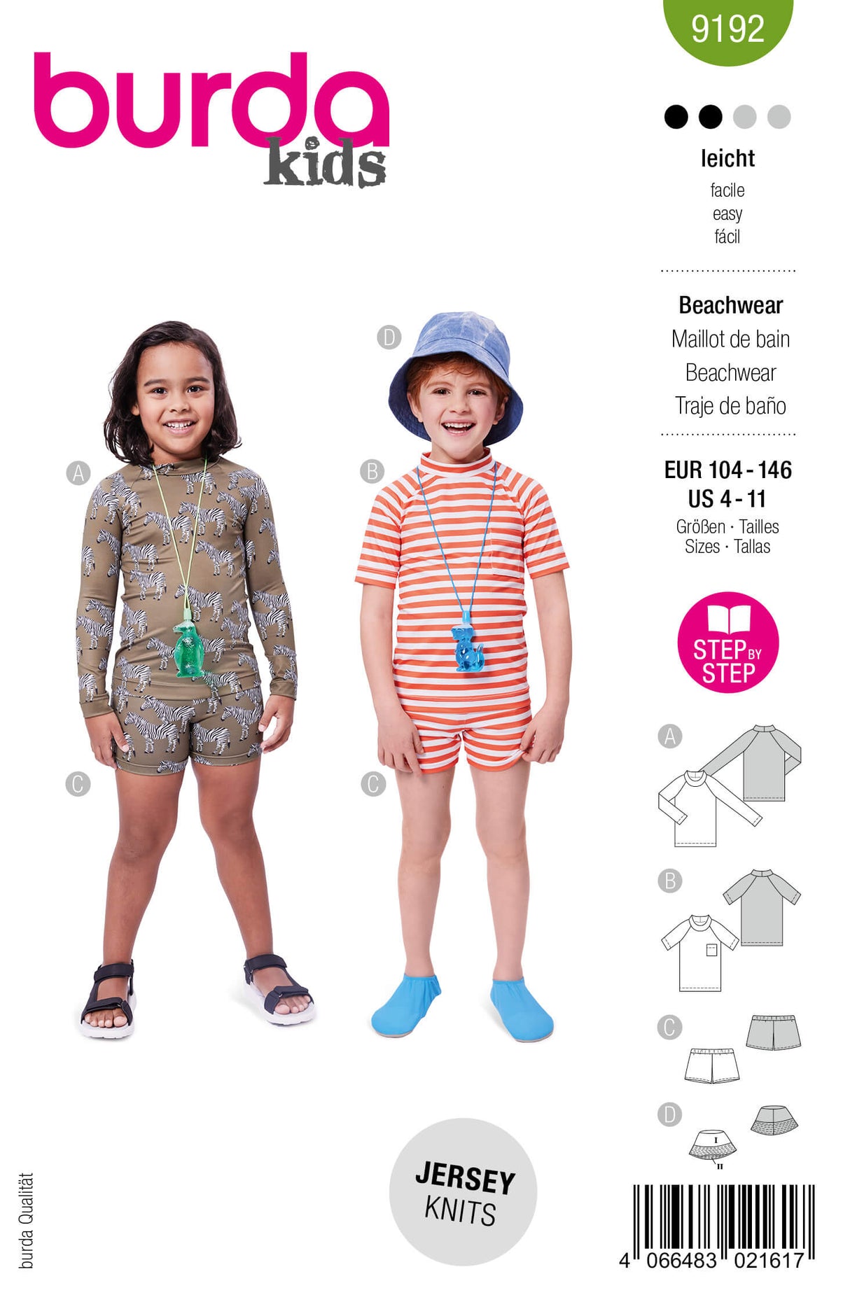 Patron Burda 9192 – Ensemble plage enfant maillot de bain