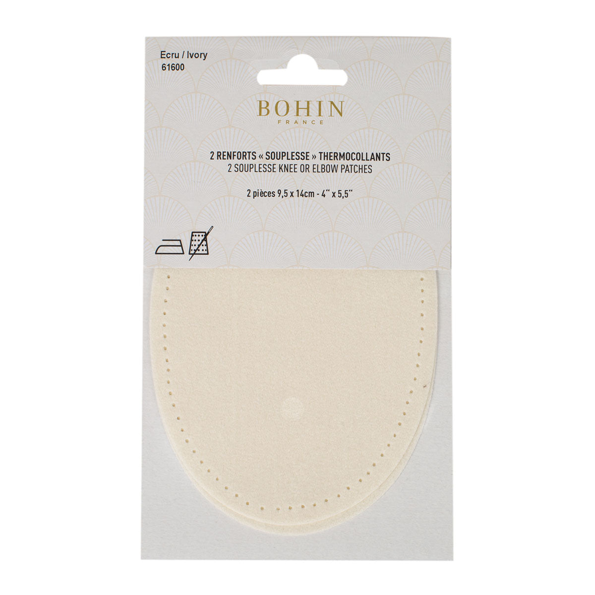 Coudières/Genouillères thermocollantes en suédine ivoire BOHIN – 10 x 15 cm