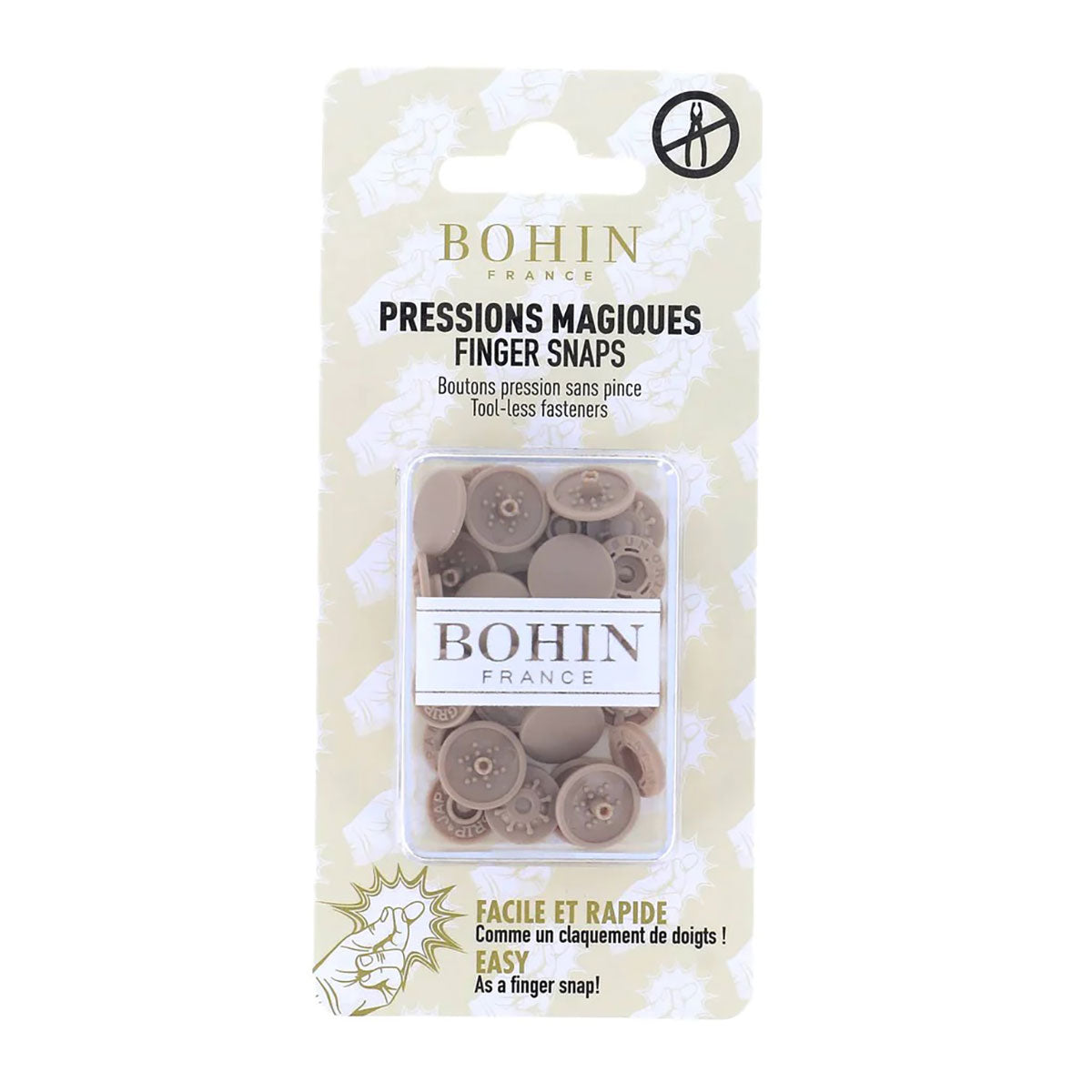 Pressions magiques 13 mm marron clair Bohin