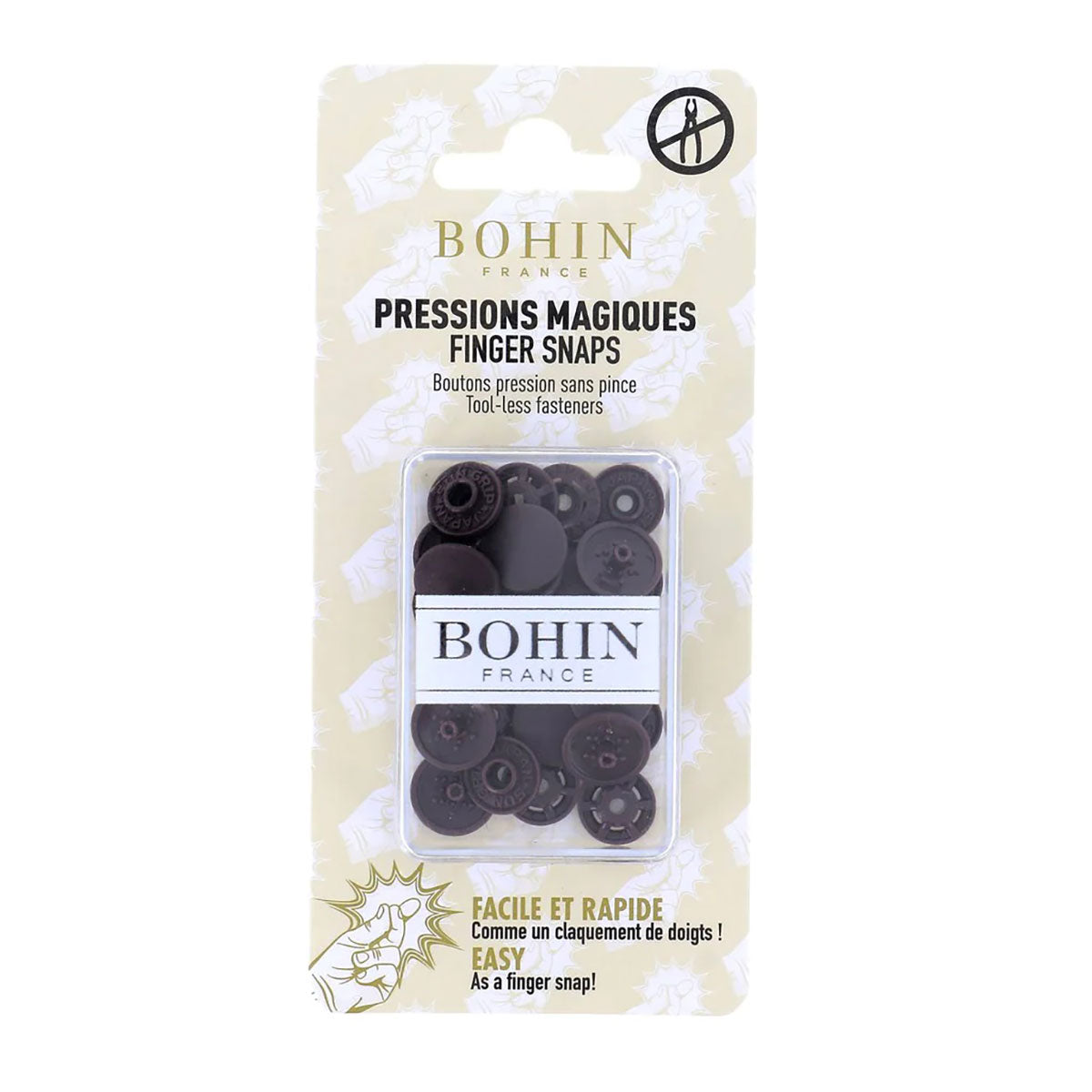 Pressions magiques BOHIN 13 mm – Marron foncé