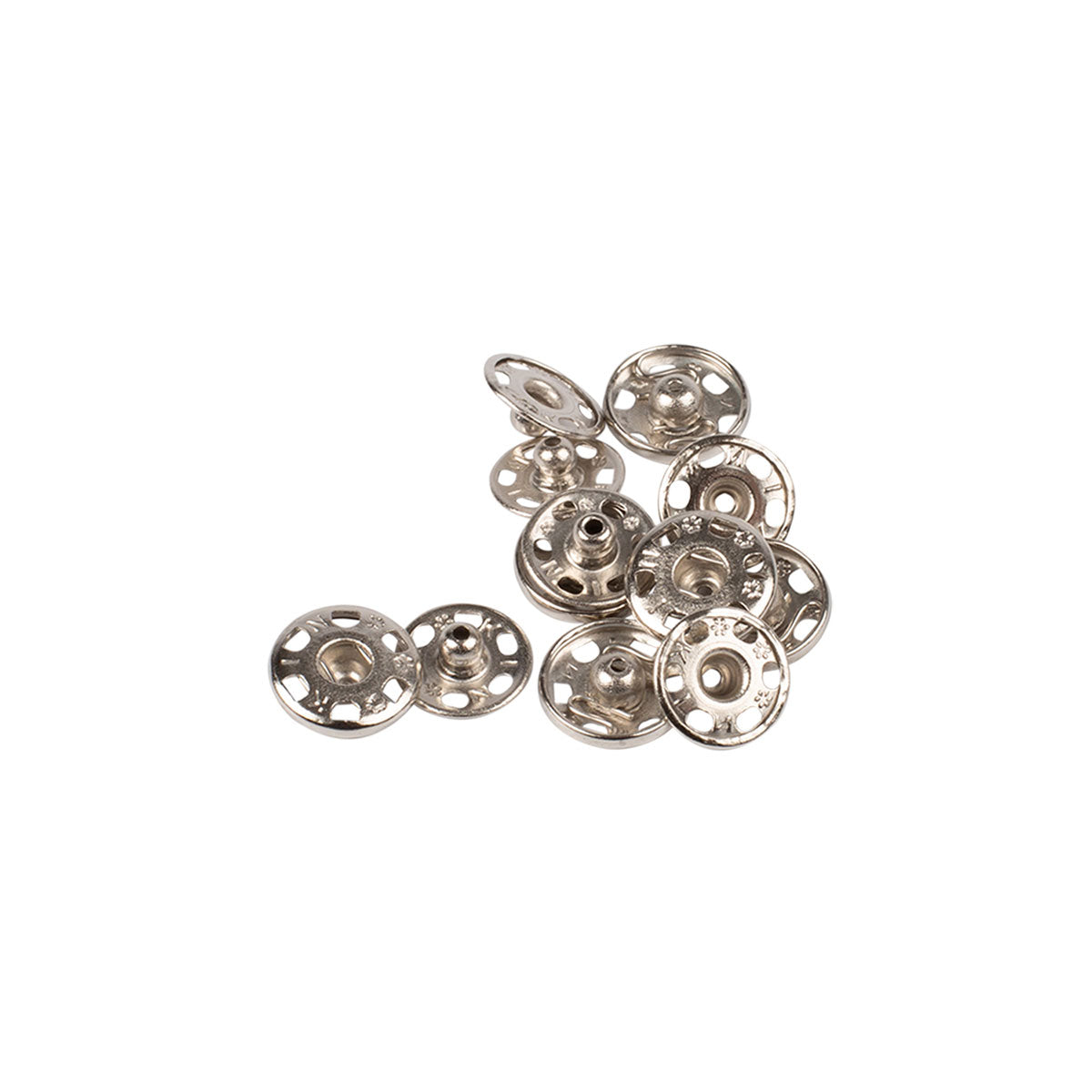 Boutons-pression à coudre en laiton inoxydable BOHIN N°7 – 18 mm, Argenté