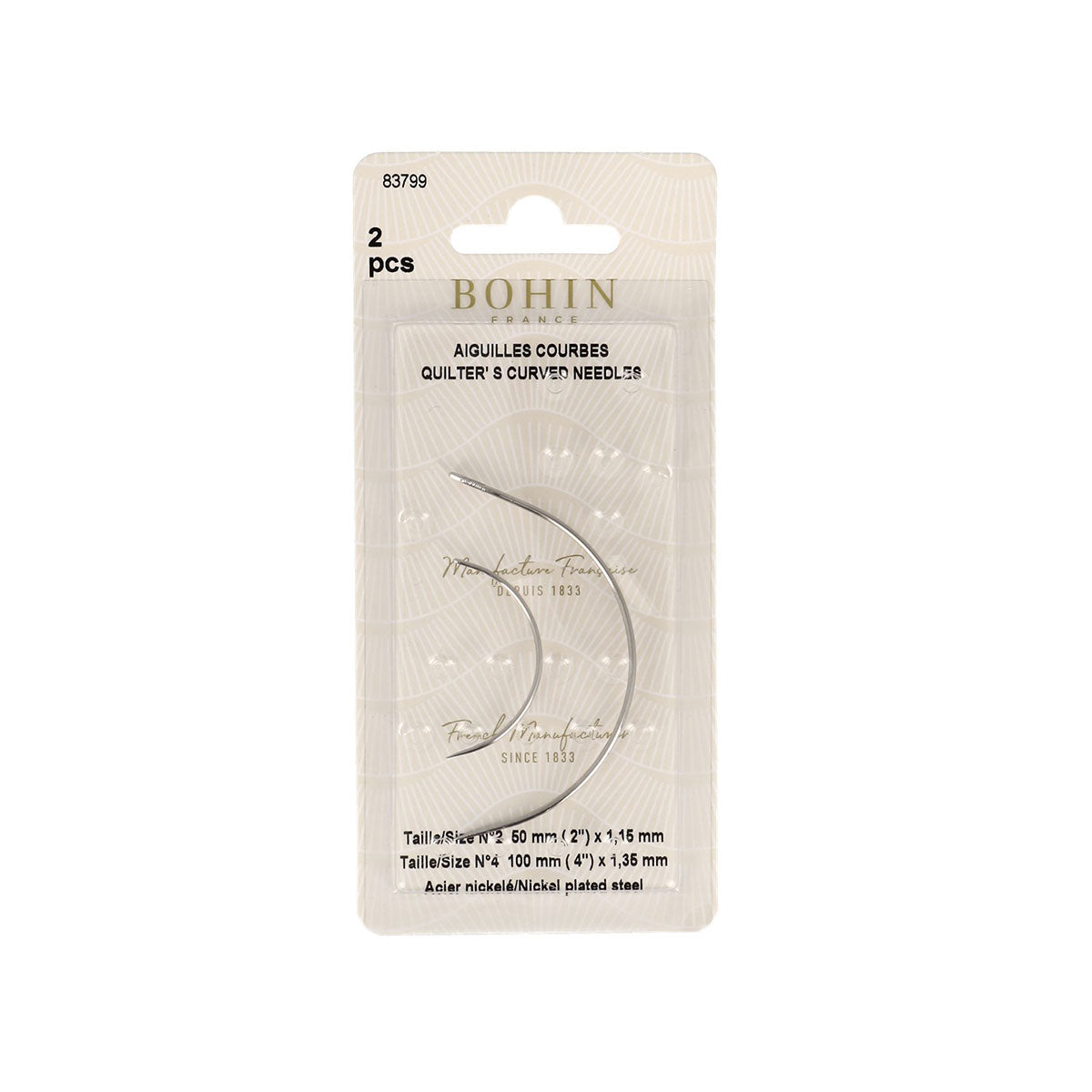 Aiguilles courbes BOHIN n°3 et n°4 – Pochette de 2 aiguilles