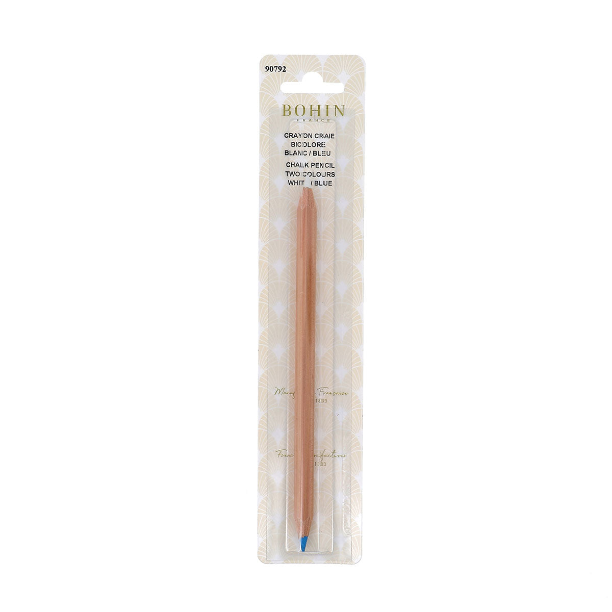 Crayon craie bicolore blanc et bleu BOHIN