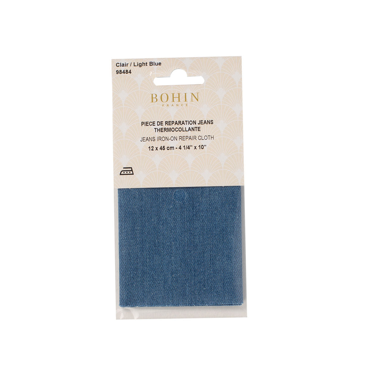 Pièce de réparation thermocollante pour jeans Bohin - Bleu clair - 12 x 45 cm