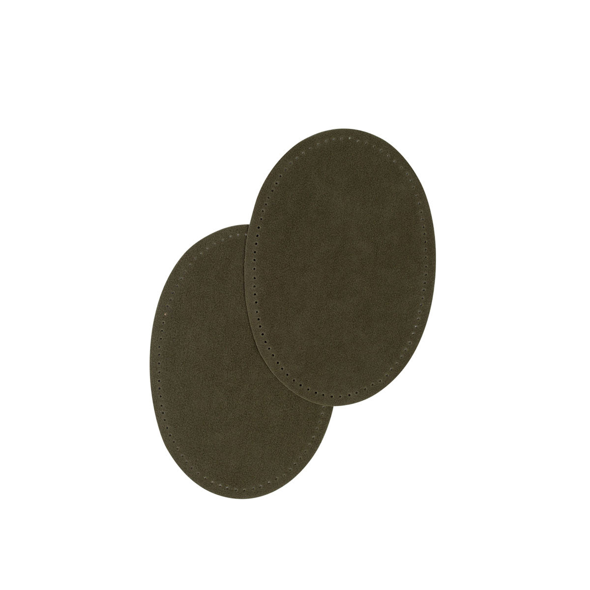 Coudières/Genouillères thermocollantes en suédine kaki BOHIN – 9,5 x 14 cm