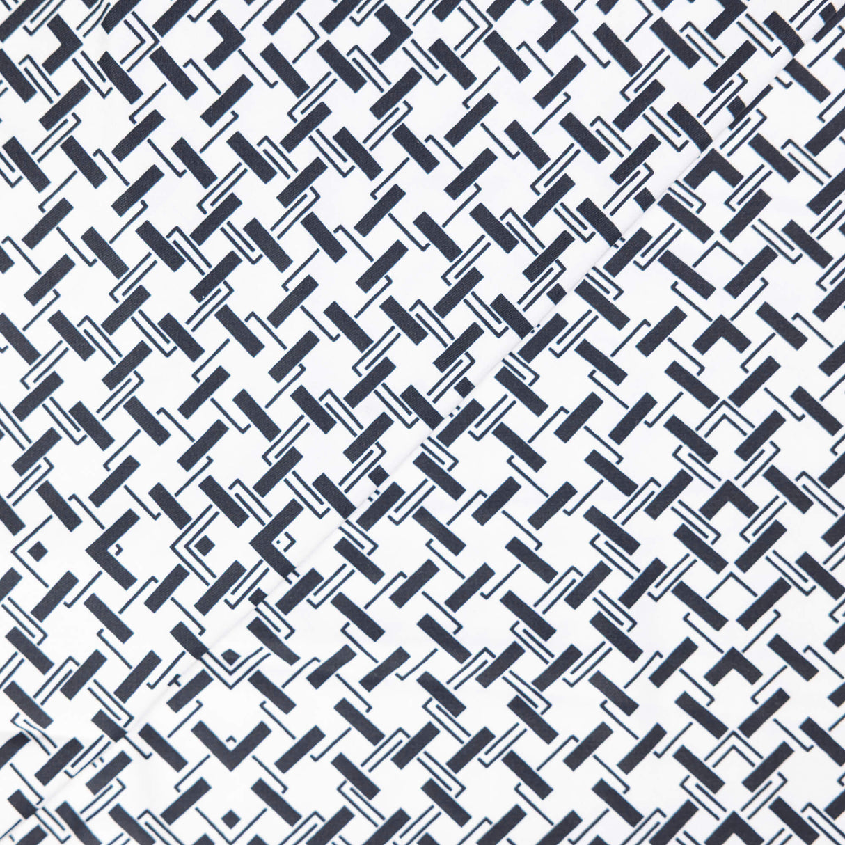Twill 100% viscose – Motif géométrique noir fond écru
