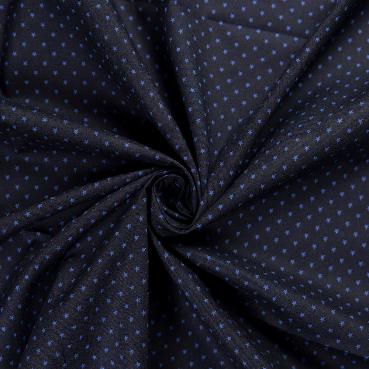 Percale 100% coton – Étoiles bleues sur fond marine