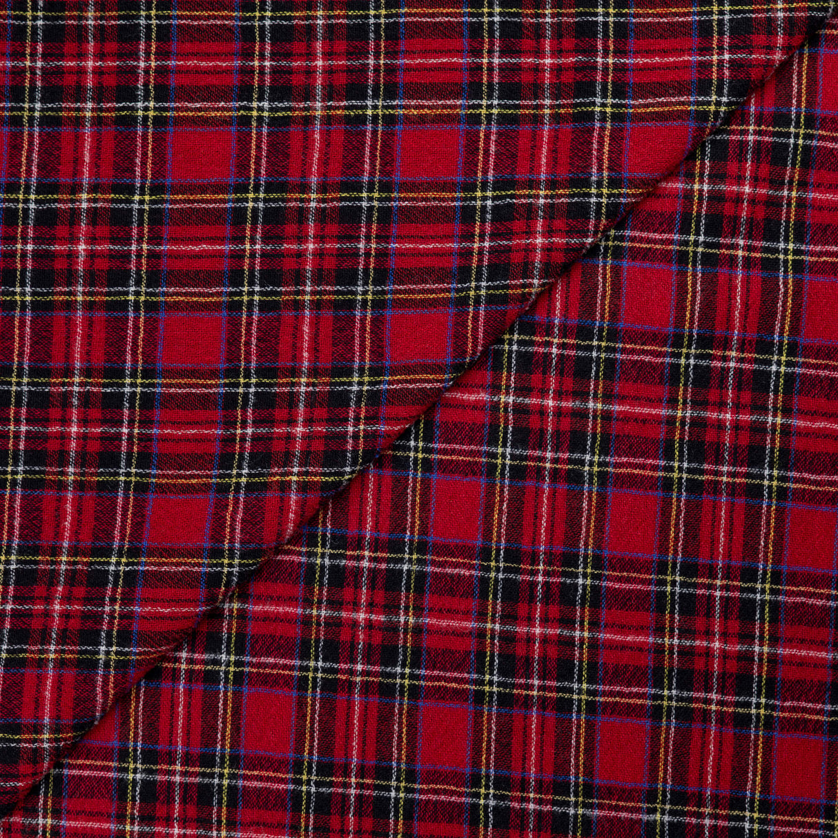 Étamine de laine vierge & élasthanne – Tartan rouge noir
